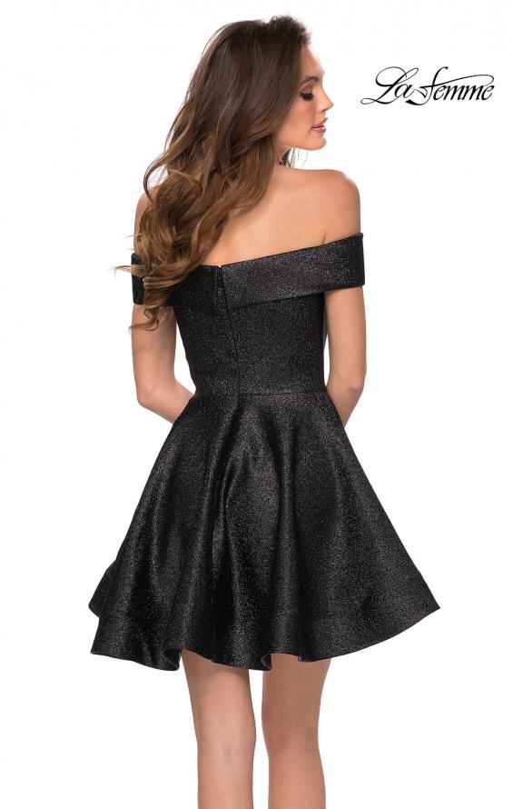 Picture of: Off the Shoulder Fit and Flare Homecoming Dress in Black, Style: 28414, Back Picture