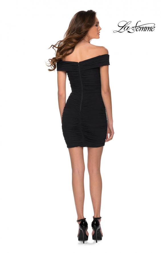 Picture of: Off The Shoulder Ruched Black Homecoming Dress in Black, Style: 29345, Back Picture
