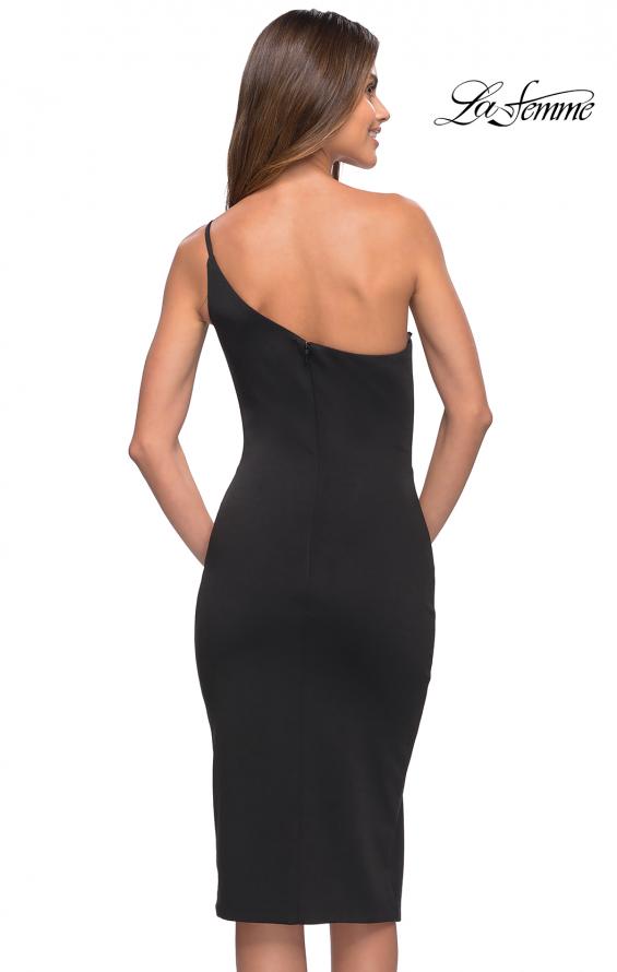 Picture of: Chic One Shoulder Midi Dress with High Slit in Black, Style 30919, Detail Picture 6