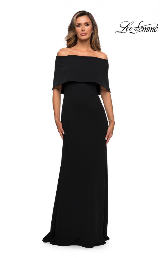 Picture of: Off the Shoulder Jersey Gown with Column Skirt in Black, Style: 28209, Main Picture