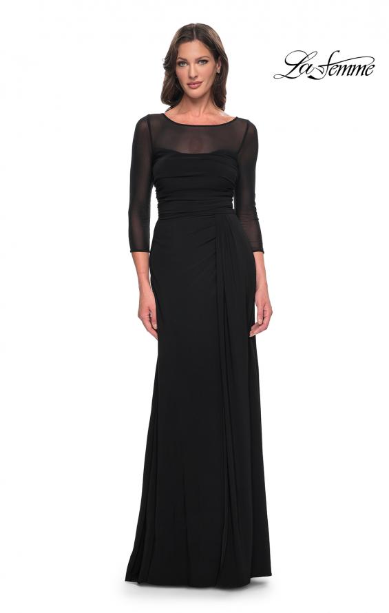 Picture of: Chic Black Evening Dress with Illusion Neckline and Sleeves in Black, Style: 30230, Main Picture