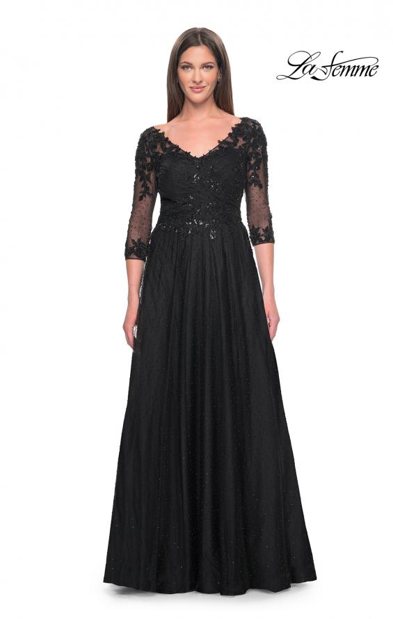 Picture of: Black Evening Dress with Rhinestones and Lace in Black, Style: 31776, Main Picture