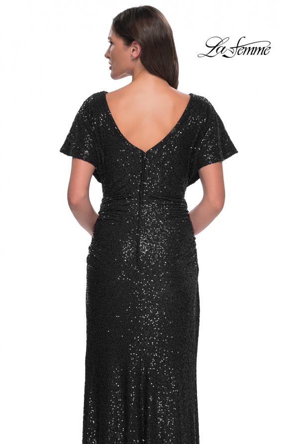 Picture of: Sequin Stretch Evening Dress with High Neckline and Dolman Sleeves in Black, Style: 30885, Detail Picture 8
