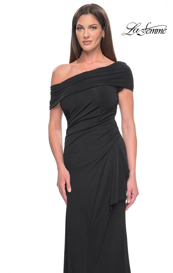 Picture of: Jersey Evening Gown with Asymmetrical Neckline in Black, Style: 31459, Detail Picture 8