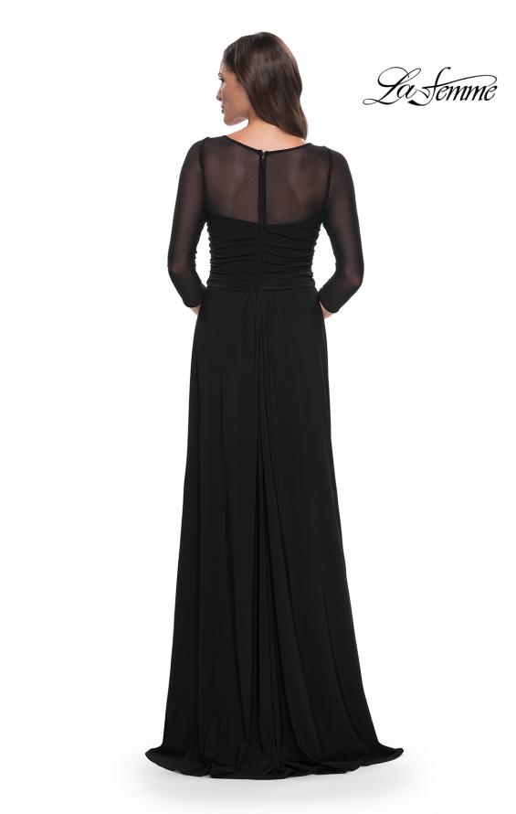 Picture of: Chic Black Evening Dress with Illusion Neckline and Sleeves in Black, Style: 30230, Back Picture