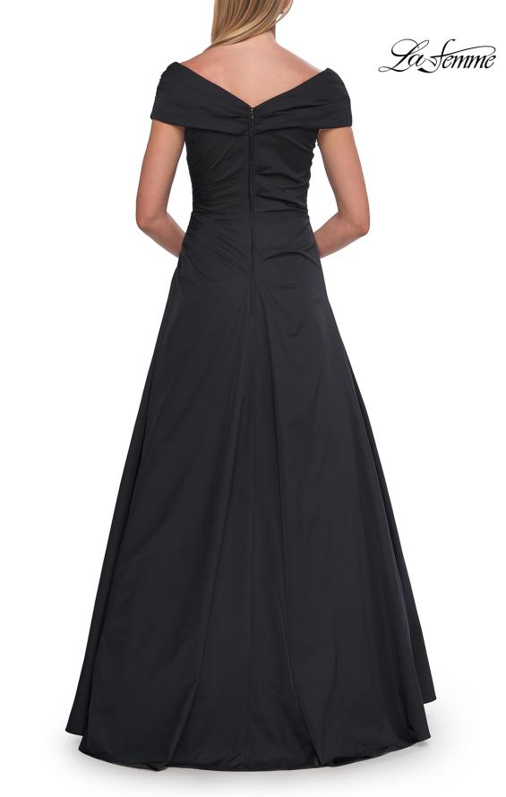 Picture of: Off-the-Shoulder Stretch Taffeta A-Line Gown in Black, Style: 33446, Detail Picture 18