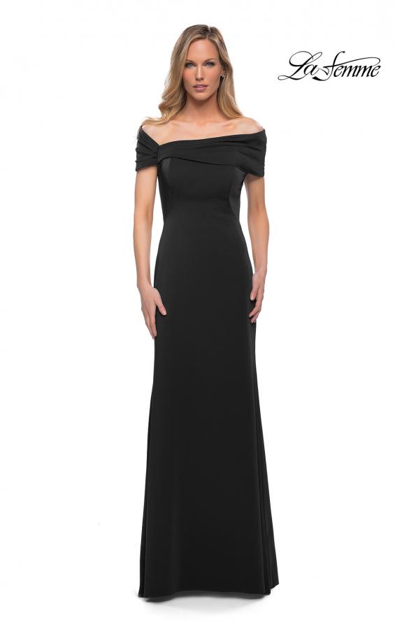 Picture of: Simply Chic Off the Shoulder Jersey Gown in Black, Detail Picture 1