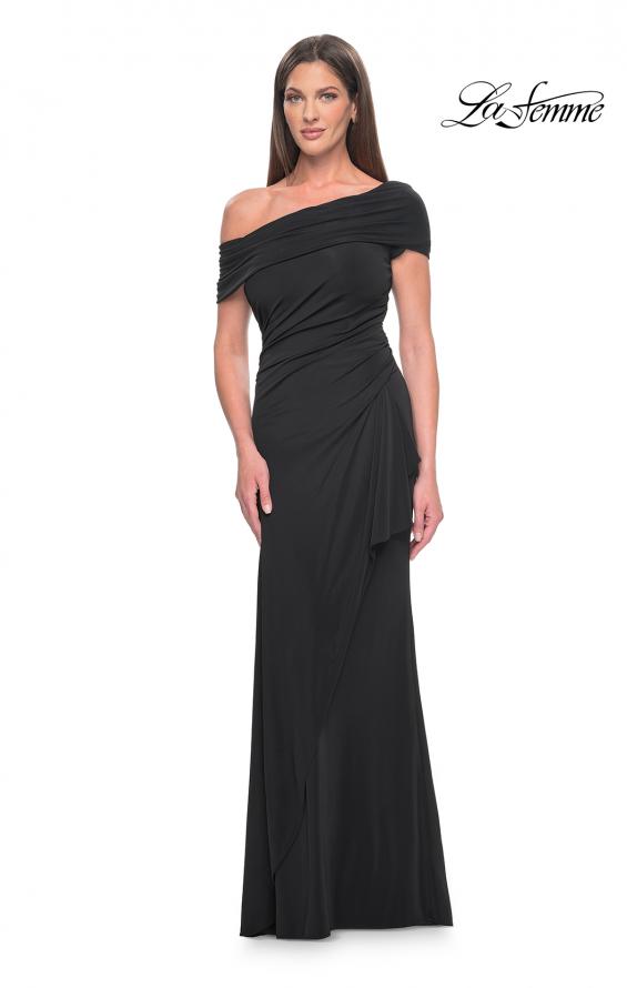 Picture of: Jersey Evening Gown with Asymmetrical Neckline in Black, Style: 31459, Detail Picture 1