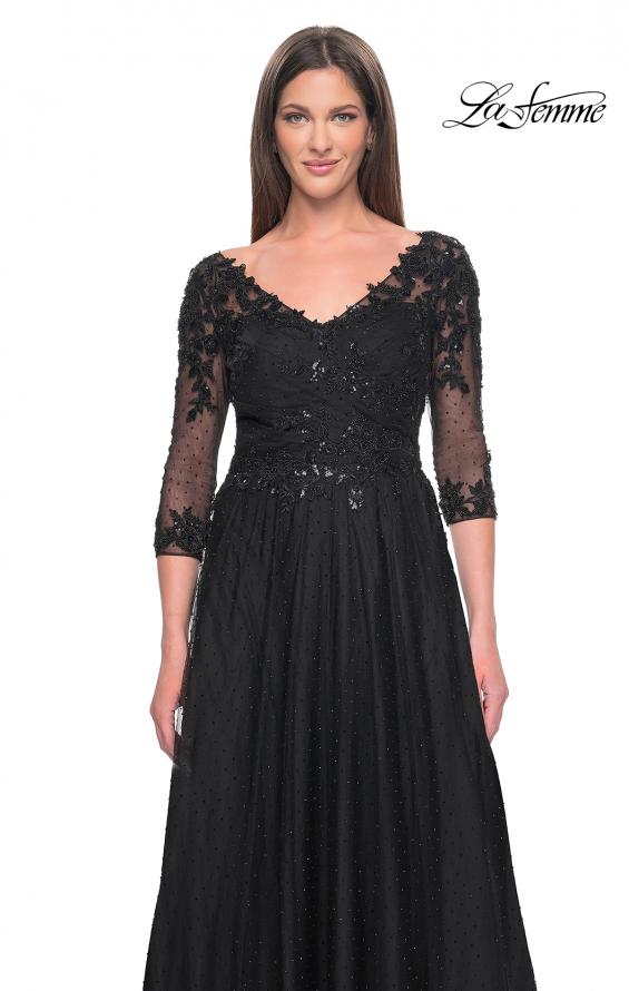 Picture of: Black Evening Dress with Rhinestones and Lace in Black, Style: 31776, Detail Picture 1