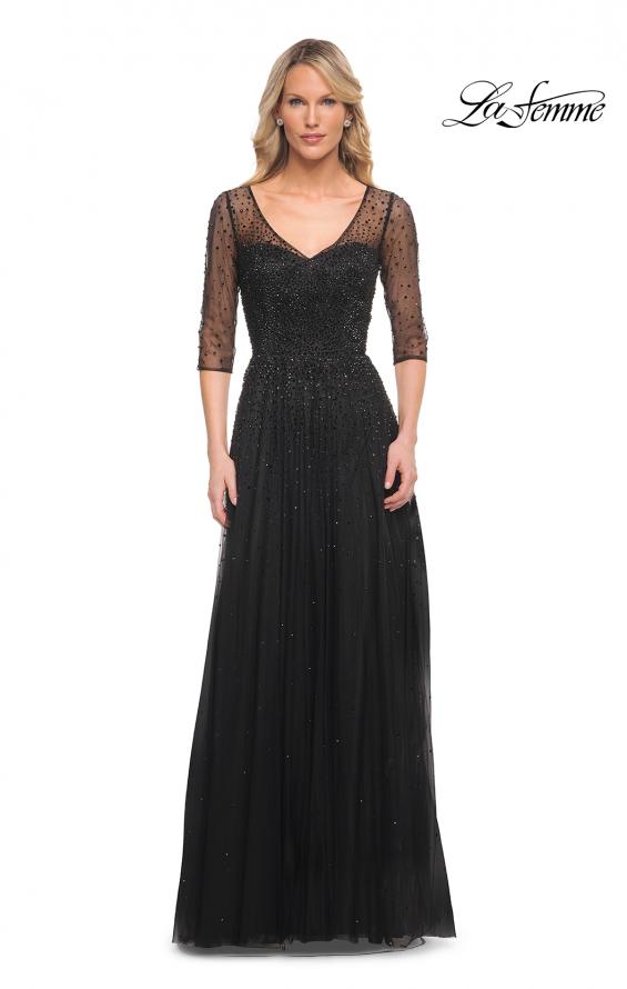 Picture of: Tulle A-line Evening Dress with Beading in Black, Style: 24894, Detail Picture 2