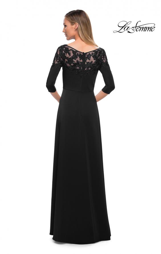 Picture of: Jersey Mother of the Bride Gown with Lace Neckline in Black, Detail Picture 2
