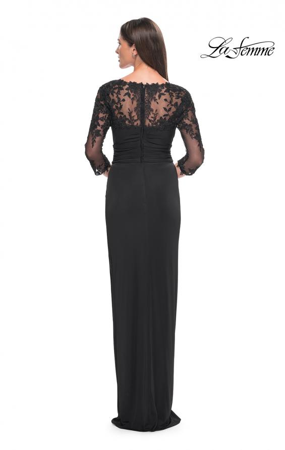 Picture of: Long Jersey Evening Dress with Lace Sleeves in Black, Style: 31659, Detail Picture 2