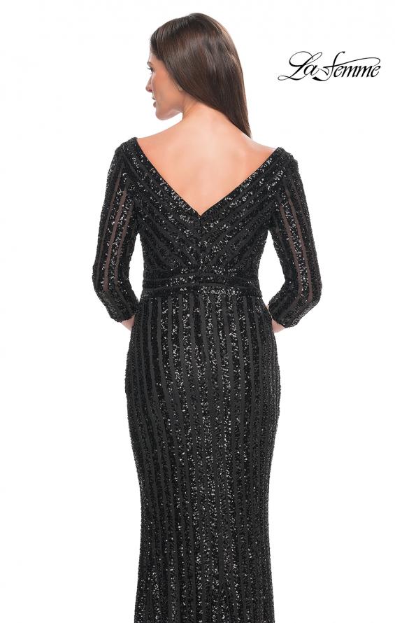 Picture of: Evening Dress in Unique Sequin Fabric with Sleeves in Black, Style: 31681, Detail Picture 2
