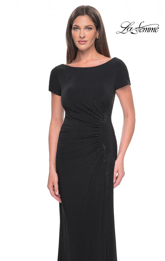 Picture of: Long Jersey Evening Dress with Rhinestone Details in Black, Style: 31773, Detail Picture 2