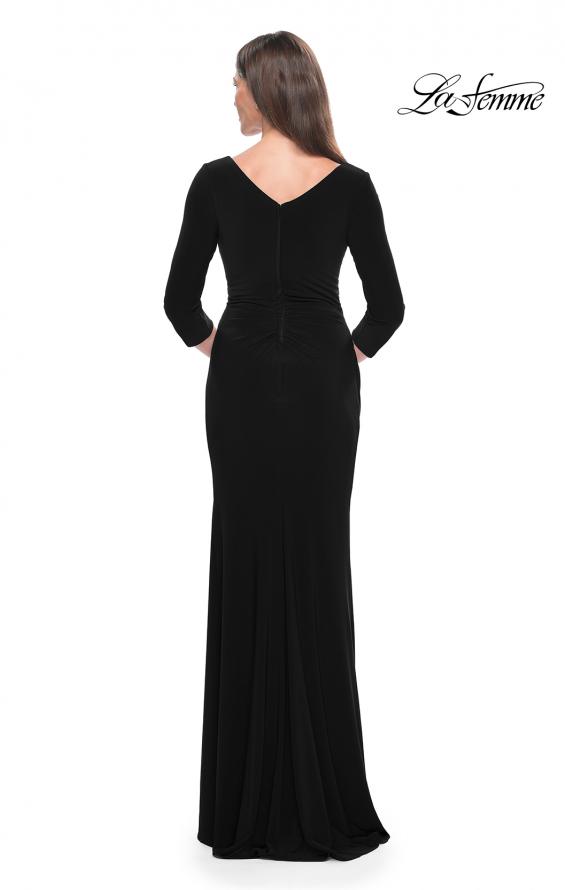 Picture of: Long Evening Dress with Wrap Style Neckline in Black, Style: 31020, Detail Picture 4