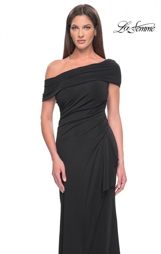 Picture of: Jersey Evening Gown with Asymmetrical Neckline in Black, Style: 31459, Detail Picture 5