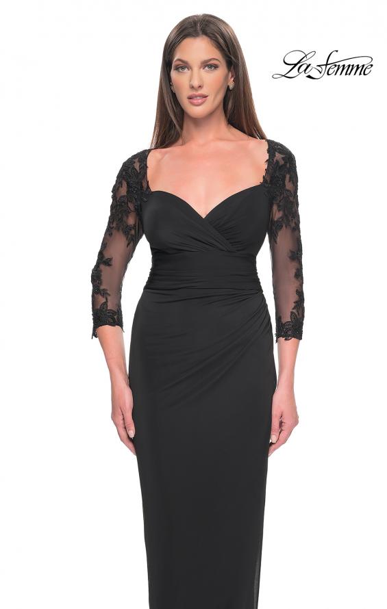 Picture of: Long Jersey Evening Dress with Lace Sleeves in Black, Style: 31659, Detail Picture 5