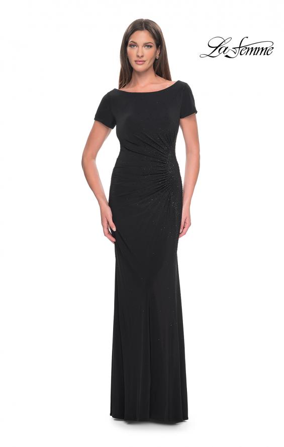 Picture of: Long Jersey Evening Dress with Rhinestone Details in Black, Style: 31773, Detail Picture 6