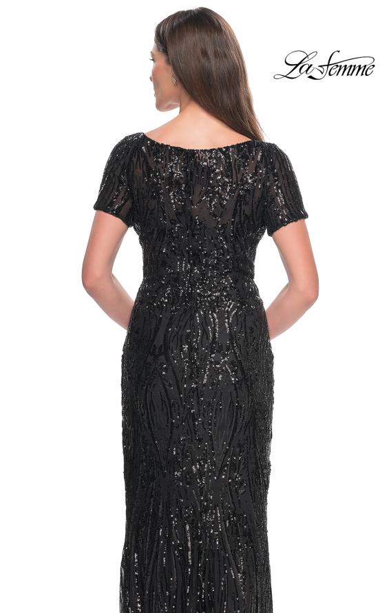 Picture of: Short Sleeve Print Sequin Evening Dress in Black, Style: 31852, Detail Picture 6