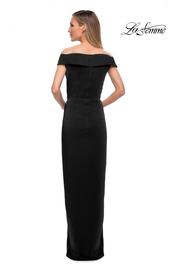 Picture of: Long Jersey Dress with Ruching and Cap Sleeves in Black, Style: 25206, Detail Picture 7