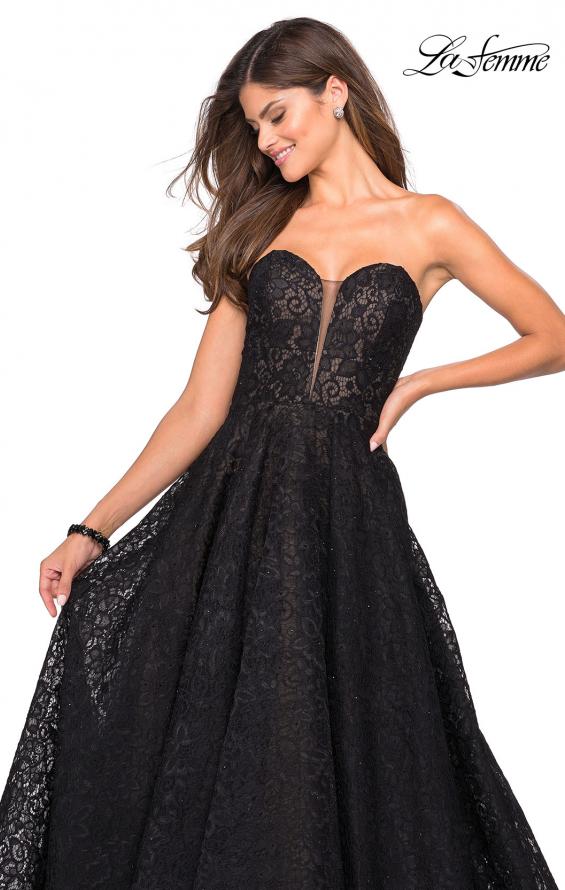 Picture of: A Line Lace Strapless Ball Gown in Black Nude, Style: 27284, Main Picture