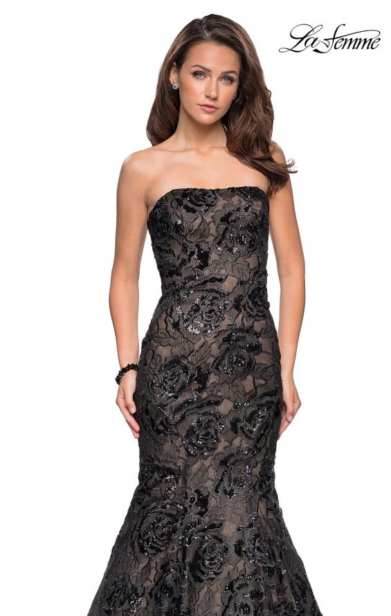 Picture of: Long Mermaid Lace Prom Dress with Beading in Black Nude, Style: 27178, Detail Picture 3