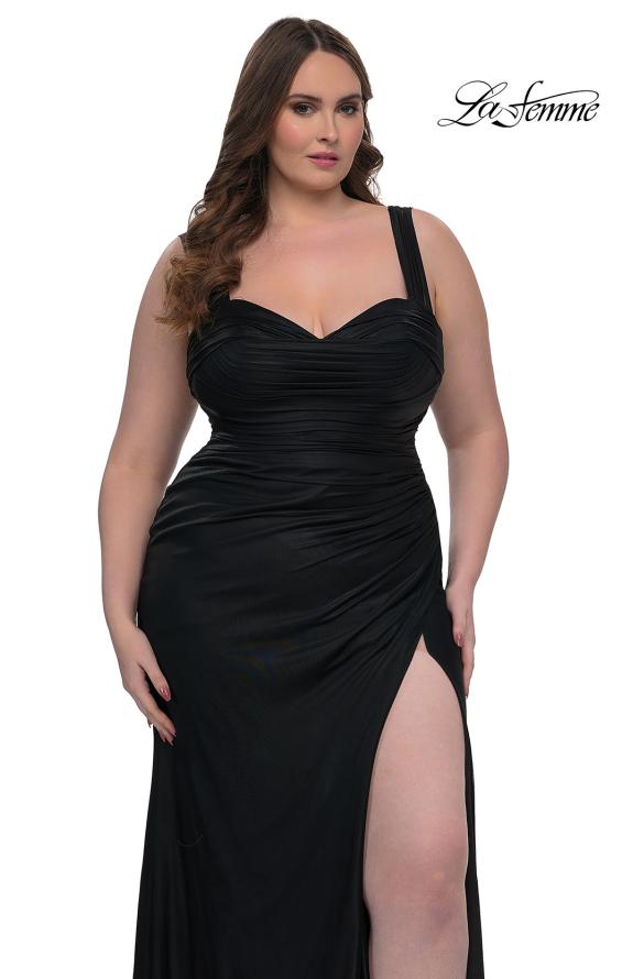 Picture of: Metallic Curve Dress with Flattering Ruching in Black, Style: 32991, Main Picture