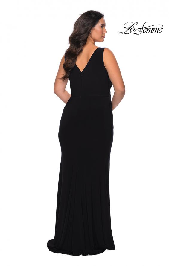 Picture of: Jersey Plus Size Prom Dress with V-Neckline and Slit in Black, Style: 28882, Detail Picture 9