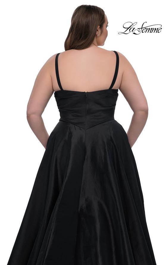 Picture of: Simple A-line Mikado Plus Dress with Slit in Black, Style: 33075, Detail Picture 9