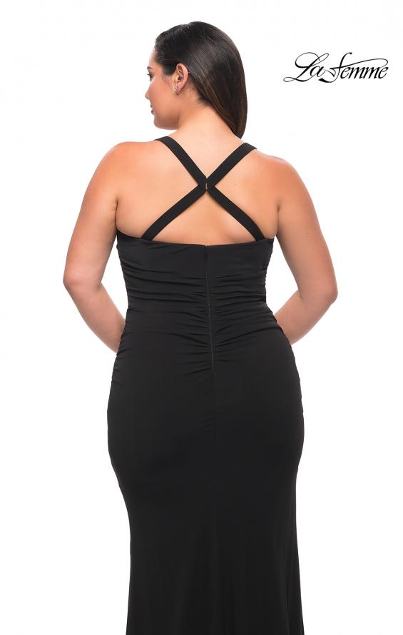 Picture of: Ruched Long Jersey Plus Dress with Square Neckline in Black, Style: 29590, Detail Picture 10