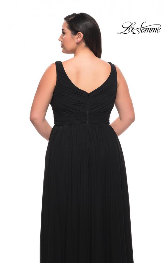 Picture of: Net Jersey Plus Size Long Dress with Slit and V Neck in Black, Style: 29075, Detail Picture 11