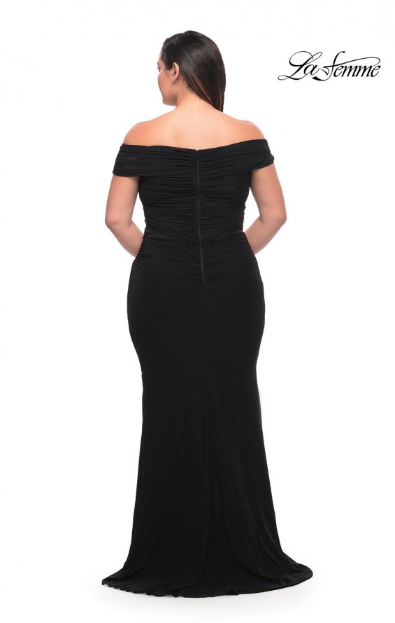Picture of: Long Net Jersey Plus Dress with Bodice Design in Black, Style: 29635, Detail Picture 13