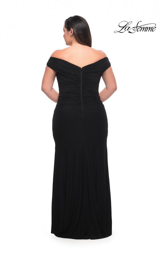 Picture of: Flattering Ruched Off the Shoulder Plus Size Dress in Black, Style: 29722, Detail Picture 14