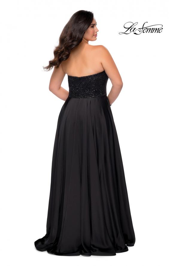 Picture of: Strapless Plus Size Prom Dress with Sequin Bodice in Black, Style: 28741, Back Picture
