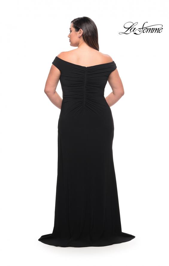 Picture of: Simple Plus Size Jersey Off the Shoulder Dress in Black, Style: 29474, Back Picture