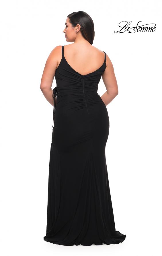Picture of: Net Jersey Long Plus Dress with Tie Side in Black, Style: 29900, Back Picture