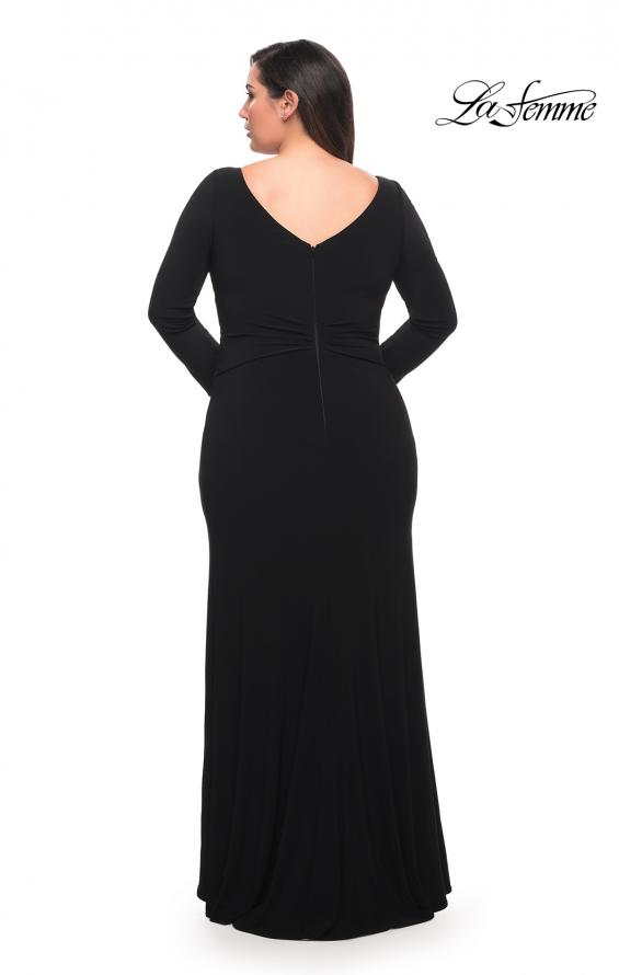 Picture of: Long Sleeve Jersey Plus Dress with Slit in Black, Style: 30071, Back Picture