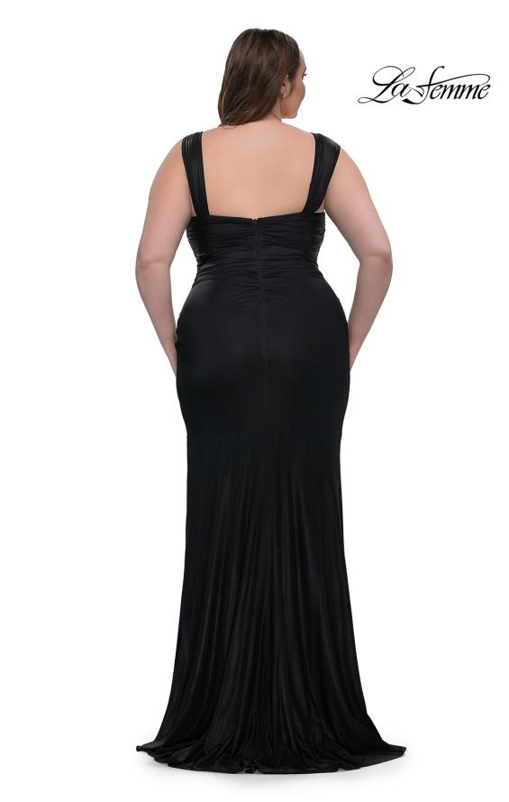 Picture of: Metallic Curve Dress with Flattering Ruching in Black, Style: 32991, Back Picture