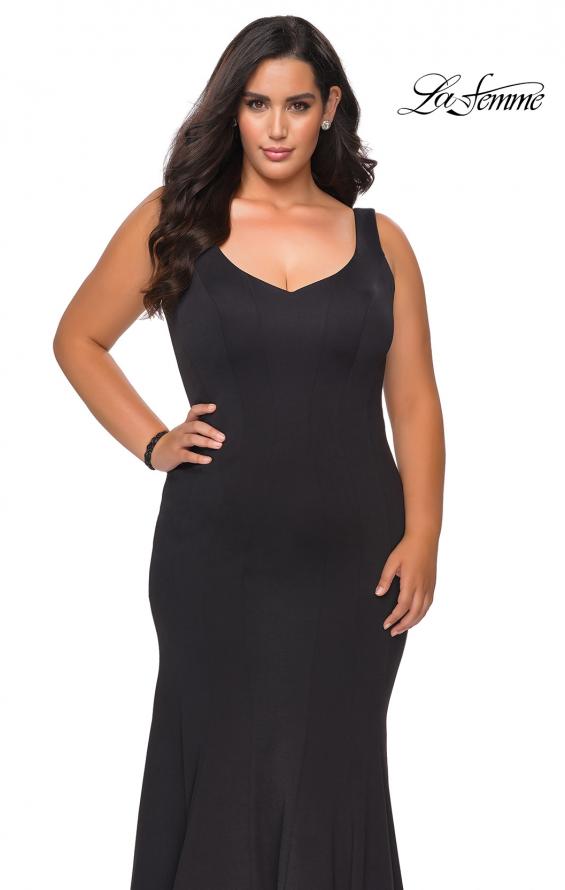 Picture of: Long Jersey Plus Size Mermaid Prom Dress in Black, Style: 28975, Detail Picture 2