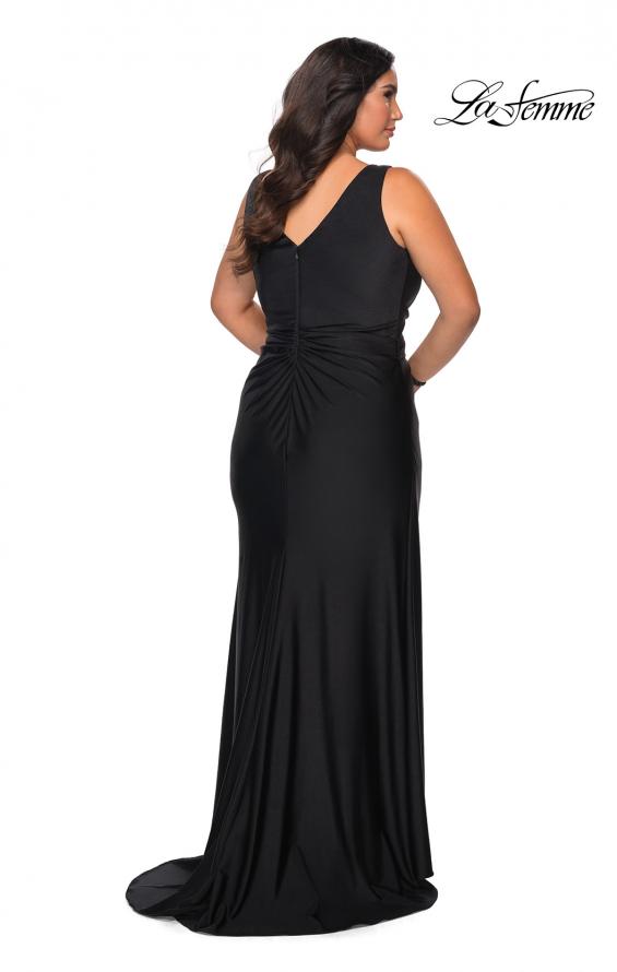 Picture of: Curvy Jersey Prom Dress with Ruching and Slit in Black, Style: 29024, Detail Picture 2