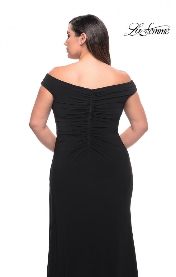 Picture of: Simple Plus Size Jersey Off the Shoulder Dress in Black, Style: 29474, Detail Picture 2