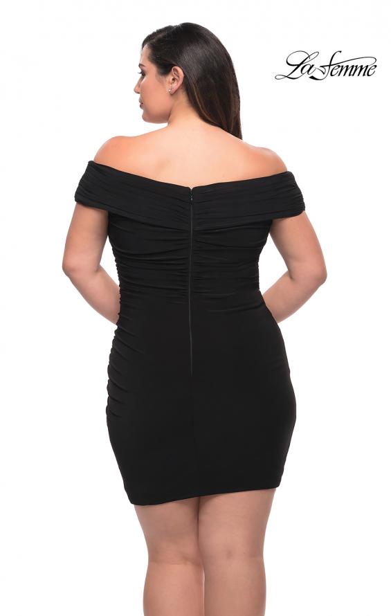 Picture of: Plus Size Short Jersey Off the Shoulder Dress in Black, Style: 29521, Detail Picture 2