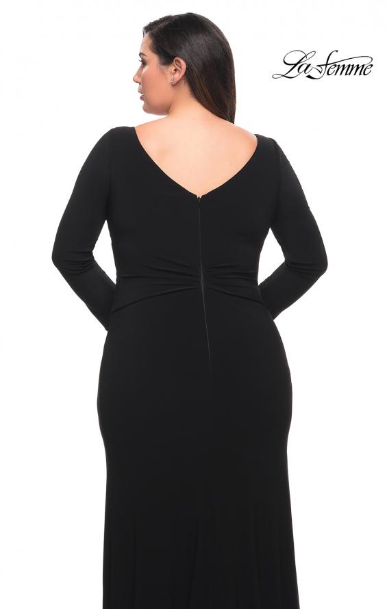 Picture of: Long Sleeve Jersey Plus Dress with Slit in Black, Style: 30071, Detail Picture 2