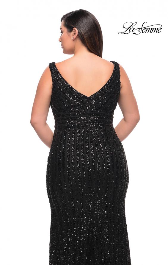 Picture of: Long Sequin Plus Size Dress with Banded Waist in Black, Style: 30182, Detail Picture 4