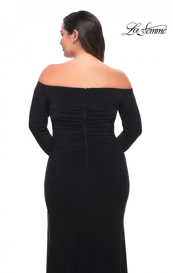 Picture of: Long Sleeve Off the Shoulder Plus Size Gown in Black, Style: 29530, Detail Picture 6