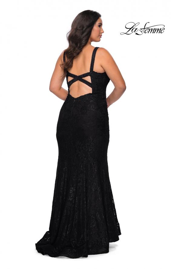 Picture of: Neon Plus SIze Prom Dress with Lace Up Back in Black, Style: 29052, Detail Picture 7
