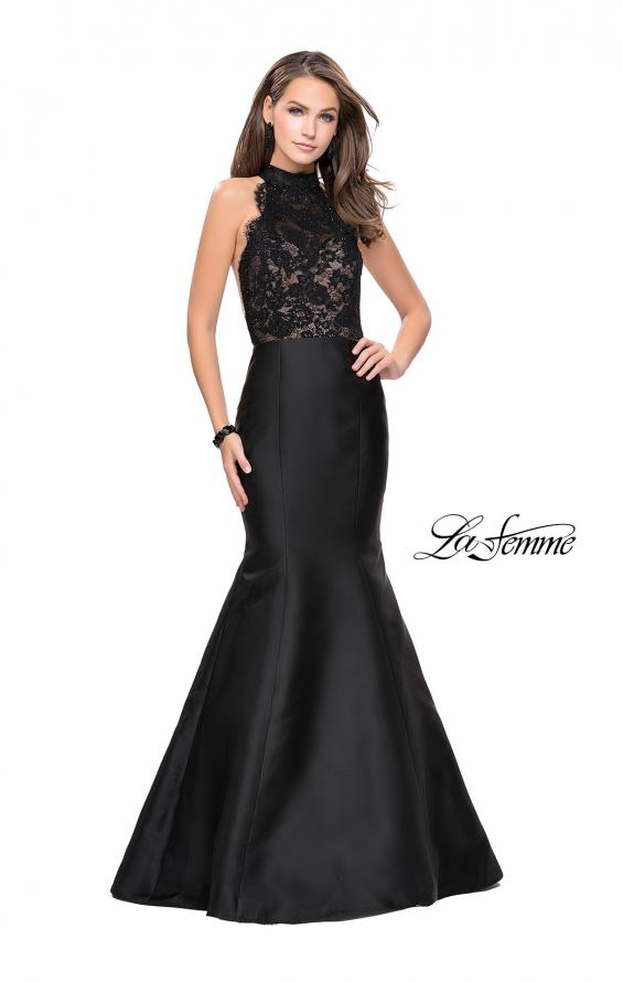 Picture of: Mermaid dress with sheer sides and open back in Black, Style: 24778, Main Picture