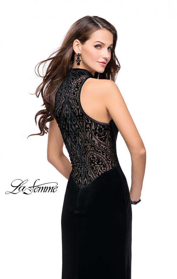 Picture of: Form Fitting Velvet Prom Dress with High Neckline in Black, Style: 25559, Main Picture