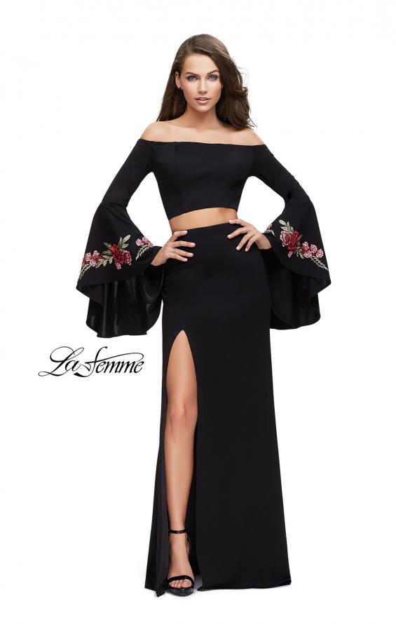 Picture of: Two Piece Off the Shoulder Dress with Long Bell Sleeves in Black, Style: 25741, Main Picture