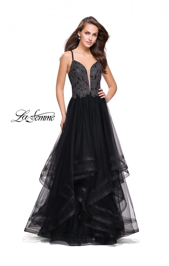 Picture of: Ball Gown with Tulle Skirt and Lace Beading in Black, Style: 25762, Main Picture